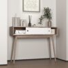 Rustic Entryway Console Table With Sliding White Doors And Wood Legs - Natural - Image 9