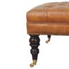 Buffalo - Studded Leather Ottoman With Castor Legs - Tan - Image 4