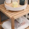2 Tier Birch Bathroom Shelf, Narrow Shelving Unit, Multifunctional Storage Rack, Corner Rack, For Kitchen, Living Room, Bedroom, Entryway, Bathroom - Natural Wood - Image 3