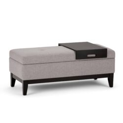 Oregon - Storage Ottoman Bench With Tray - Cloud Gray