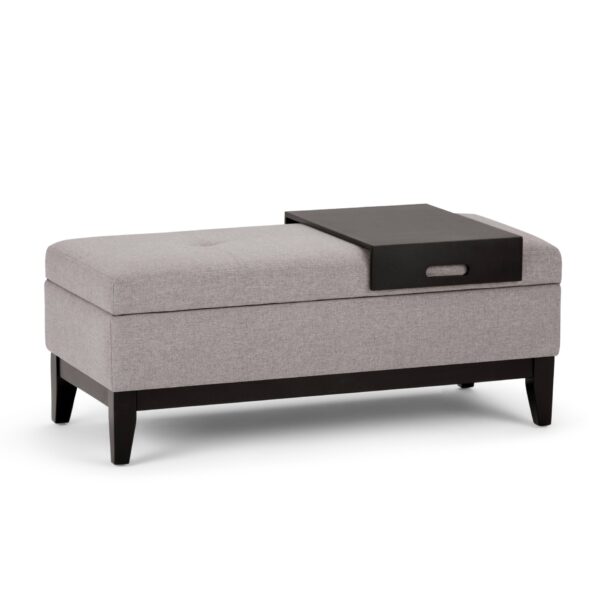Oregon - Storage Ottoman Bench With Tray - Cloud Gray