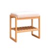 Shoe Bench, Beech Wood Storage Rack Organizer With High Rebound Sponge Cushion - Natural - Image 5