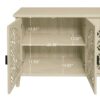 Hollowed Out Cabinet With 4 Doors, Suitable For Bedroom - Natural - Image 6