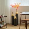 Elegant Floor Vase Set Metal Decorative Vases 3 Piece Set For Floral Display, Wedding & Gift Decor - Gold / Black - Image 5