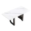 70.87" Modern Artificial Stone White Straight Edge Black Metal Leg Dining Table - White / Black - Image 4
