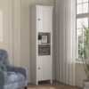 Wooden Bathroom Floor Storage Cabinet With 2 Doors And 6 Shelves - White - Image 3