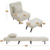 3 In 1 Foldable Linen Chaise Lounge With Adjustable Backrest Footrest & Detachable Pillow Convertible Chair Bed Accent Chair Small Space Sofa Bed For Living Room Bedroom And Office - Beige - Image 3