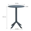 3 Piece Plastic Arm Chair Bistro Grs Premium Ocean Plastic - Charcoal - Image 3