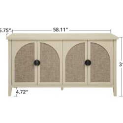 Rattan 4 Door Cabinet, Suitable For Bedroom - Natural