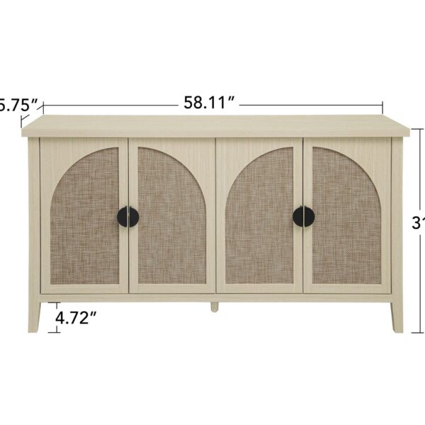 Rattan 4 Door Cabinet, Suitable For Bedroom - Natural