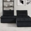 Anna - Velvet 3 Piece Sectional Sofa Ottoman - Black - Image 5