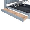 Queen & Twin Long Size Upholstered Platform Bed, Mother & Child Bed With Hydraulic Storage System, Drawer Box, Bedhead Storage Shelf And 2 Pairs Of Sockets & USB Ports - Gray - Image 9