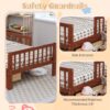 Twin Size Bed With Headboard Storage Rack, 2 Under Bed Drawers, 3 - Side Guardrails For Safety And Security - Walnut - Image 8