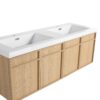 Original 60" Wall Mounted Bathroom Vanity With Double Resin Sink And Soft Closing Doors Plywood - Oak - Image 10