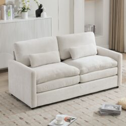 Cozy Upholstered Loveseat Sofa Oversized Comfy Comfy Cloud Sofa Double Cushion Loveseat Sofa Plush Cushion Sofa Couch For Living Room - Beige