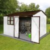 10'x8' Garden Sheds Outdoor Storage Sheds With Window - White / Coffee - Image 2