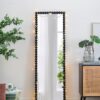 Full Length Mirror With Metal Beaded Frame, Rectangular Oversized Mirror For Living Room Bedroom - Black - Image 4