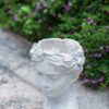 Greek Style Cement Head Planter Indoor Outdoor Home, Garden Decor - Gray - Image 9