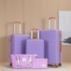 5 Piece Set (20"24"28 +A Travel Bag And A Toiletry Bag), Hard Case Spinner Wheels Luggage Sets With Tsa Lock Carry On Suitcase Luggage Durable Suitcase - Lilac - Image 2