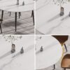 59.05" Modern Man-Made Stone Round Metal Dining Table-Position For 6 People - White / Black - Image 7