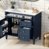 Bathroom Vanity With Top Sink, Modern Bathroom Storage Cabinet With 2 Drawers And A Tip-Out Drawer, Single Sink Bathroom Vanity - Blue - Image 21