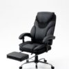 Massage Reclining Office Chair With Footrest, High Back Computer Chair Home Desk Ergonomic Executive Office Chair With Armrests, Adjustable Height - Black - Image 4