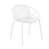 Modern Outdoor 7 Piece Dining Set With Stackable Chairs - Teak / Black / White - Image 11