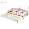 Twin Extending Daybed With LED Lights, Modern Upholstered Princess Daybed With Crown Headboard - White - Image 11