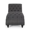 Chaise Lounge With Button Tufted Diamon Stitch - Charcoal - Image 8