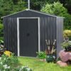 Outdoor Metal Storage Shed With Floor Base - Black - Image 8