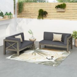 Brava - X Back Left Right Corner Bench Set - Dark Gray