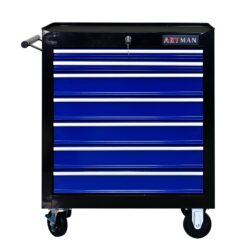 7 Drawers Multifunctional Tool Cart With Wheels - Black / Blue