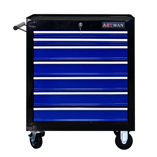7 Drawers Multifunctional Tool Cart With Wheels - Black / Blue