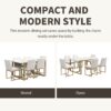 Modern Dining Table Set For 6 Faux Marble Kitchen Table Set With 6 Upholstered Dining Chairs, 7 Piece - White / Golden - Image 4
