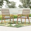 Acacia Wood Cape Woven Wicker Large Lounge Chair With Pillow For Patio, Deck, Yard, Lawn And Garden Seating Wicker (Set of 2) - Teak - Image 2
