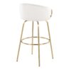 Claire - Contemporary / Glam Fixed - Height Barstool With Swivel With Round Footrest (Set of 2) - Cream - Image 4