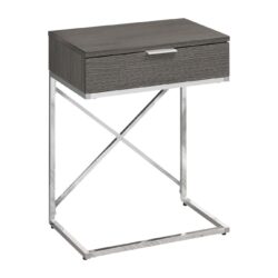 Accent Side Table, Storage Drawer, Modern - Gray