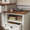 Farmhouse Makeup Vanity Desk With Adjustible LED Lighted Mirror And Charging Station For Bedroom, Dressing Vanity Table With Side Cabinet And Cushioned Stool - White - Image 10