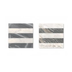 Waterjet Marble 2 Color Marble For Floor And Wall Polished Marble Tile Stone 1 Box Each Pattern 4 Pieces - White / Gray