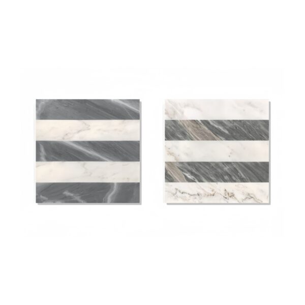 Waterjet Marble 2 Color Marble For Floor And Wall Polished Marble Tile Stone 1 Box Each Pattern 4 Pieces - White / Gray