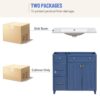 Bathroom Vanity, Transitional Style Bathroom Cabinet With Resin Sink, Single Bathroom Cabinet, With 2 Drawers And 1 Adjustable Storage Shelf, 2 Soft-Close Doors - Navy Blue - Image 7