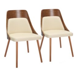 Anabelle - Mid-Century Modern Chair (Set of 2) - Walnut / Cream