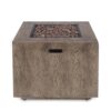 Outdoor Patio Gas Burning Fire Pit Table 50, 000 Btu, Square, Iron Wood Pattern - Brown - Image 12