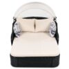 Outdoor Sunbed With Adjustable Canopy, Double Lounge, Daybed - Black / Beige - Image 9