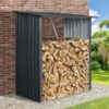 Outdoor Meta Firewood Rack, Open Wood Shed For Firewood, Pellet, Or Lumber Storage - Black - Image 7