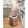 Laundry Hamper With Lid PE Rattan Powder Coating Frame Clothes Hampers With 2 Removable Bags, 100L - Brown - Image 38