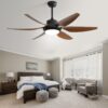 54" Indoor Ceiling Fan With Dimmable LED Light ABS Blades Remote Control Reversible DC Motor For Living Room - Black - Image 5