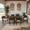 7 Piece Outdoor Patio Wicker Dining Set Patio Wicker Furniture Dining Set With Top - Brown / Cream - Image 14