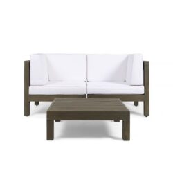 Oana - 3 Piece Love Seat Set With Coffee Table - White