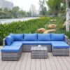 Patio Sofa With Cushions - Blue / Gray - Image 13